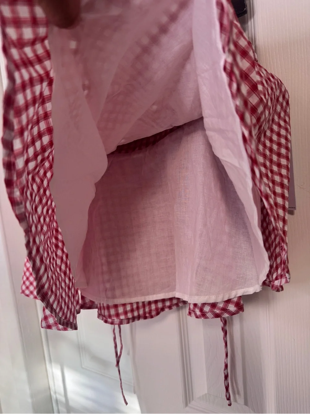 Princess Polly Red & White Gingham Drawstring Skater Skirt - Picture 5 of 6